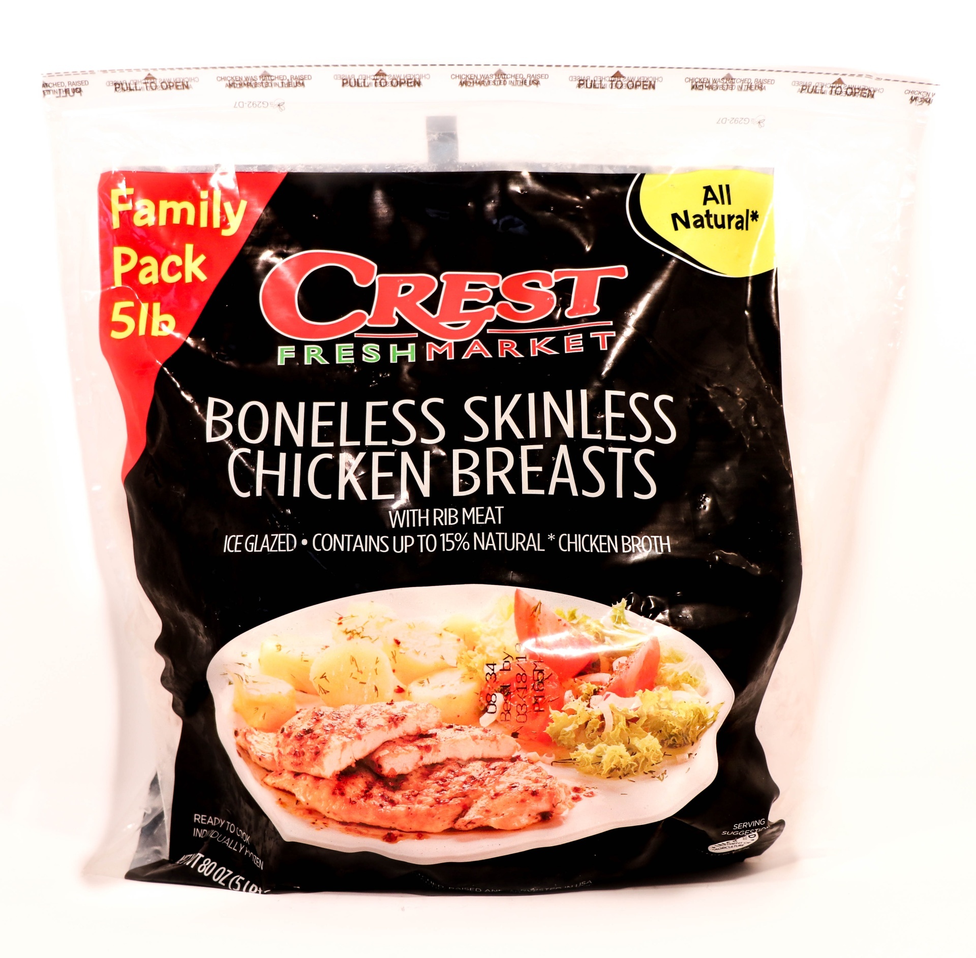 slide 1 of 1, Crest Fresh Market Boneless Skinless Chicken Breast, 5 lb