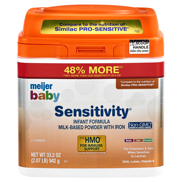 slide 1 of 1, Meijer Baby Sensitivity Infant Formula, Value Size, 33.2 oz