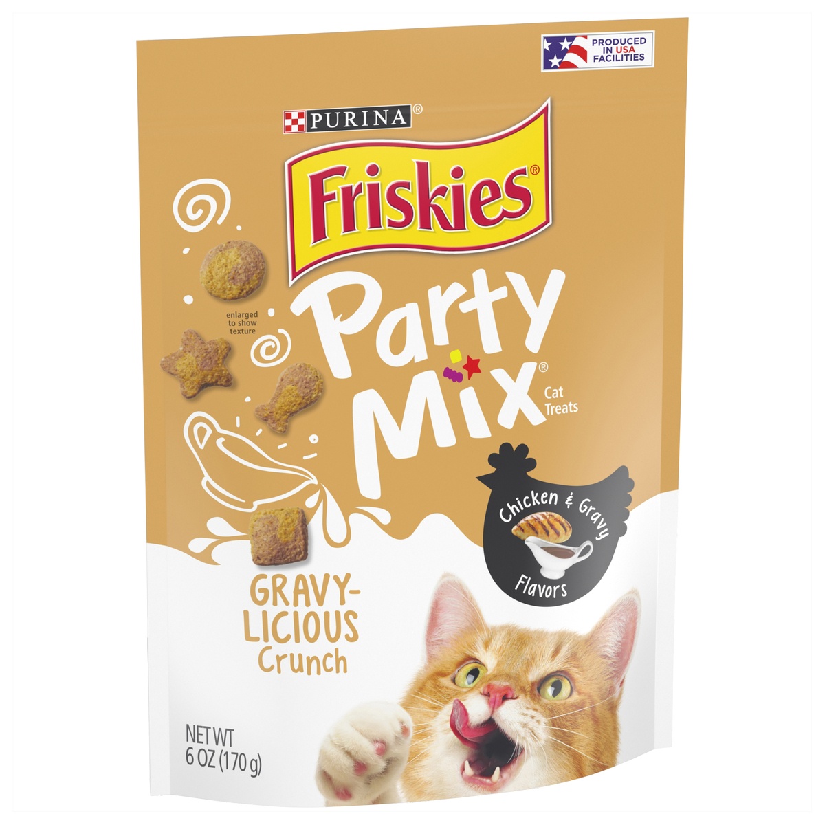 slide 8 of 10, Friskies Party Mix Gravylicious Chicken Gravy Crunch Cat Treats, 6 oz