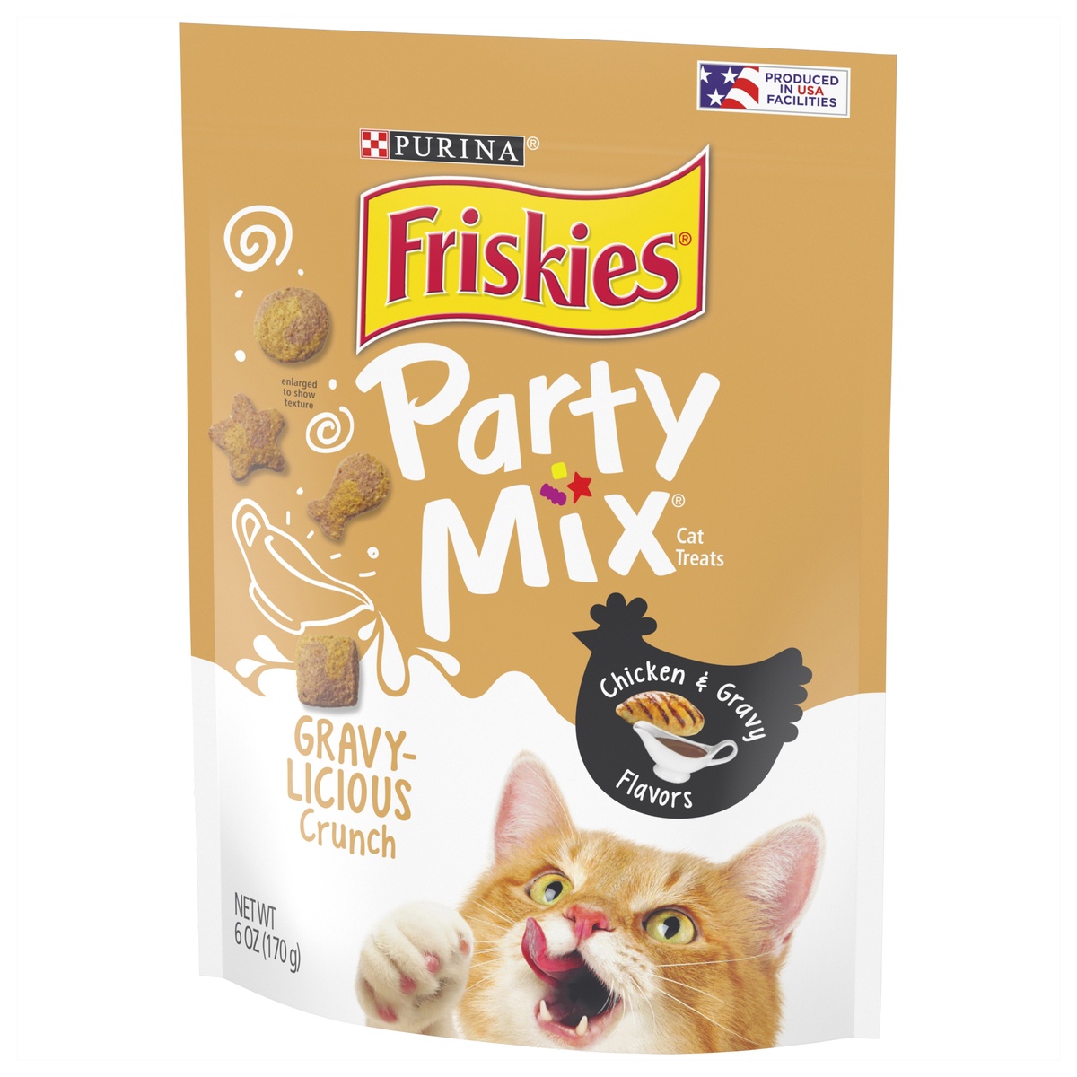 slide 9 of 10, Friskies Party Mix Gravylicious Chicken Gravy Crunch Cat Treats, 6 oz