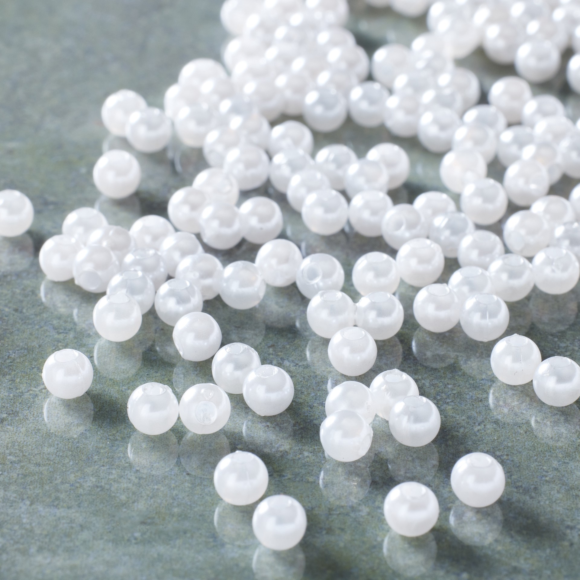 slide 2 of 2, White Round Pearl Beads By Bead Landing, 4 mm