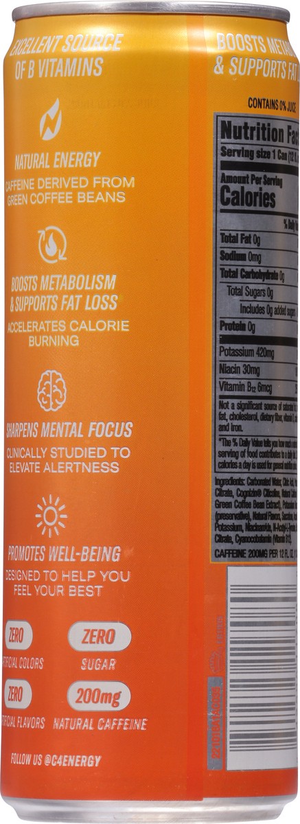 slide 5 of 9, C4 Sport Smart Energy Zero Sugar Sparkling Peach Mango Energy Drink 12 fl oz, 12 fl oz