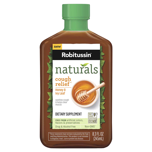 slide 1 of 6, Robitussin Naturals Cough Relief Honey & Ivy Leaf Dietary Supplement Liquid, 8.3 fl oz