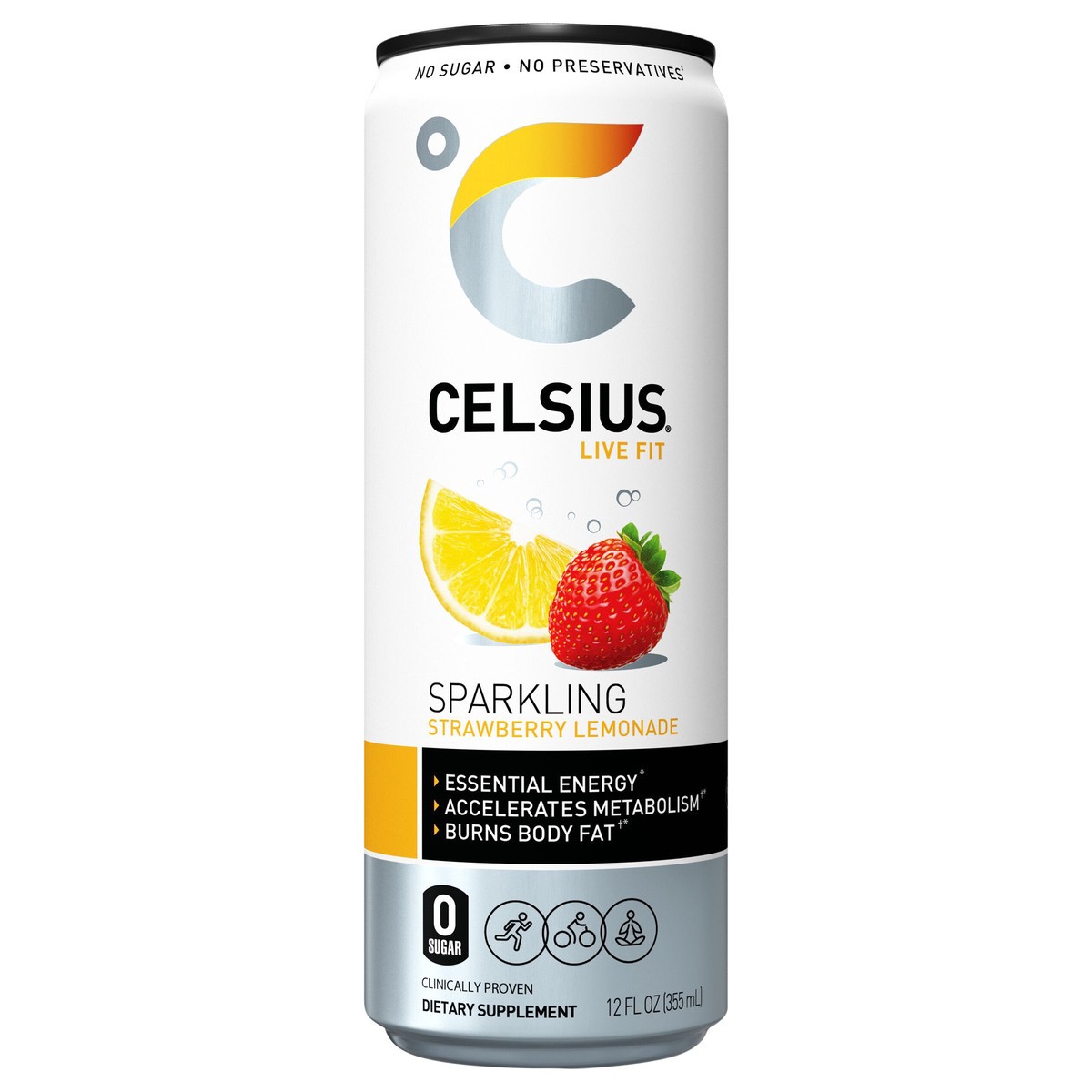 slide 2 of 5, Celsius Strawberry Lemonade Sparkling Energy Drink - 12 fl oz, 12 fl oz