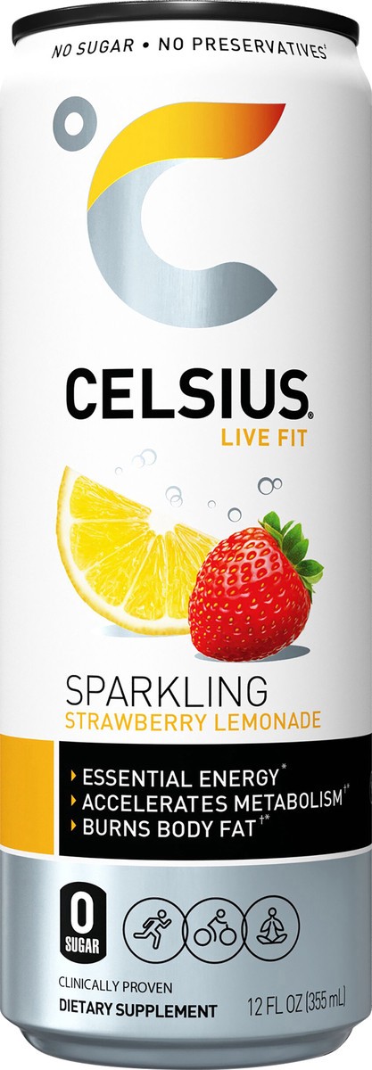 slide 5 of 5, Celsius Strawberry Lemonade Sparkling Energy Drink - 12 fl oz, 12 fl oz