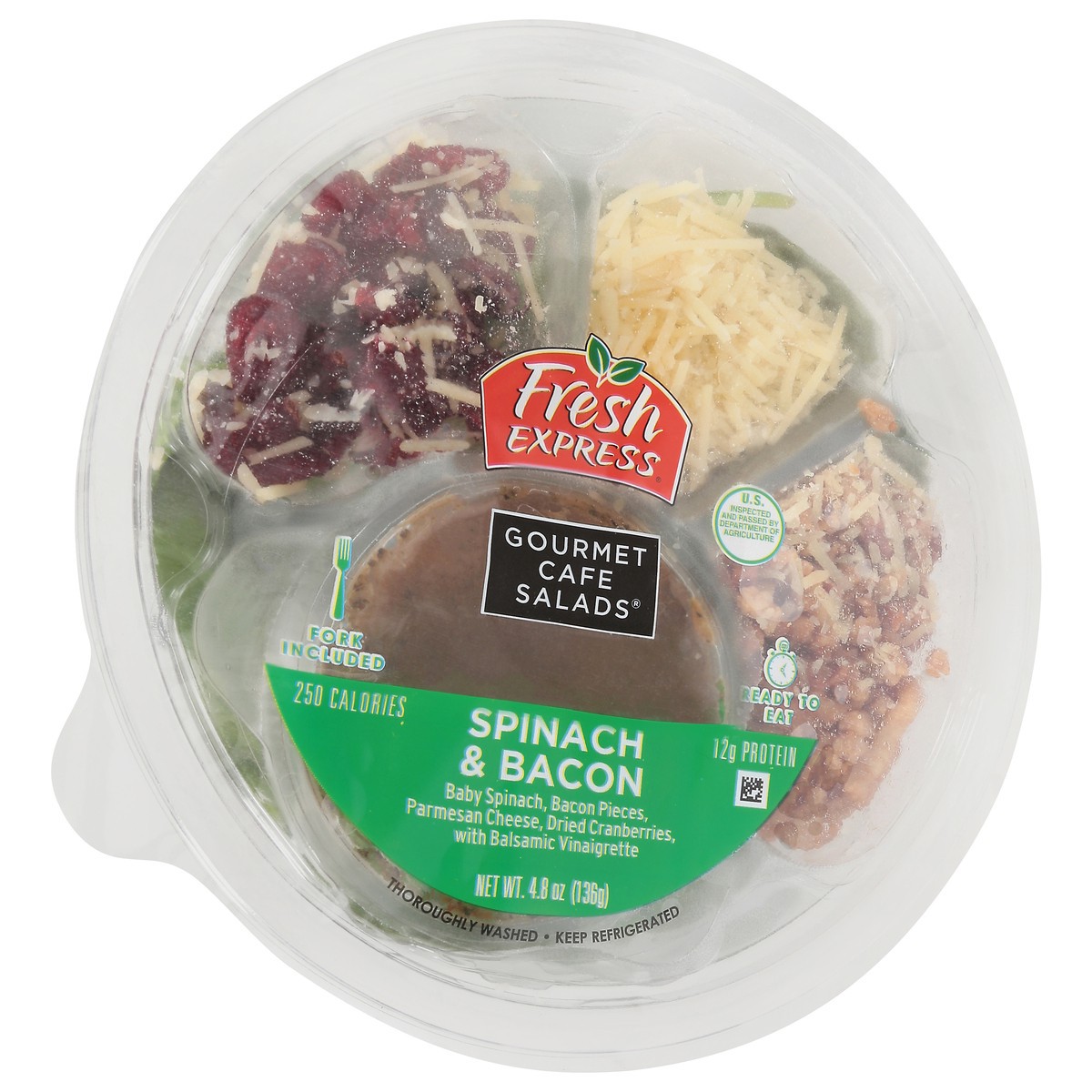 slide 6 of 9, Fresh Express Gourmet Café Salads Spinach & Bacon Salad Bowl Kit, 4.8 oz