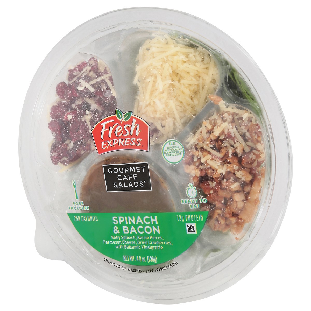 slide 4 of 9, Fresh Express Gourmet Café Salads Spinach & Bacon Salad Bowl Kit, 4.8 oz