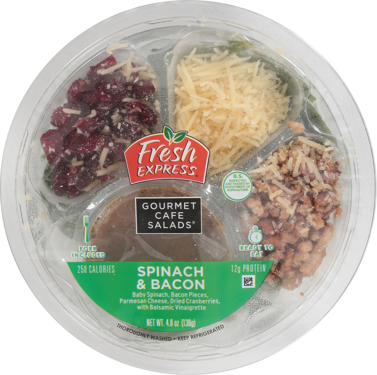 slide 8 of 9, Fresh Express Gourmet Café Salads Spinach & Bacon Salad Bowl Kit, 4.8 oz
