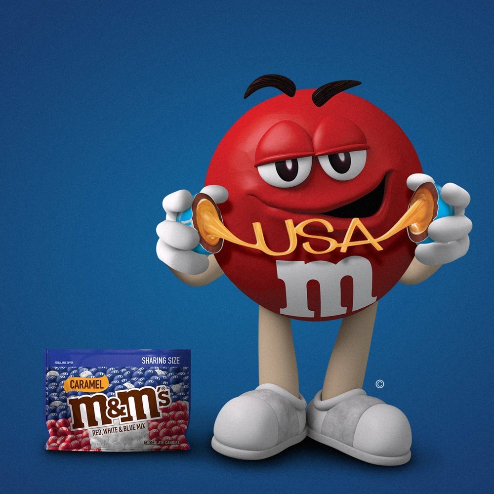 slide 2 of 5, M&M's Red, White & Blue Patriotic Caramel Chocolate Candy, 9.6-Ounce Share Size Bag, 9.6 oz