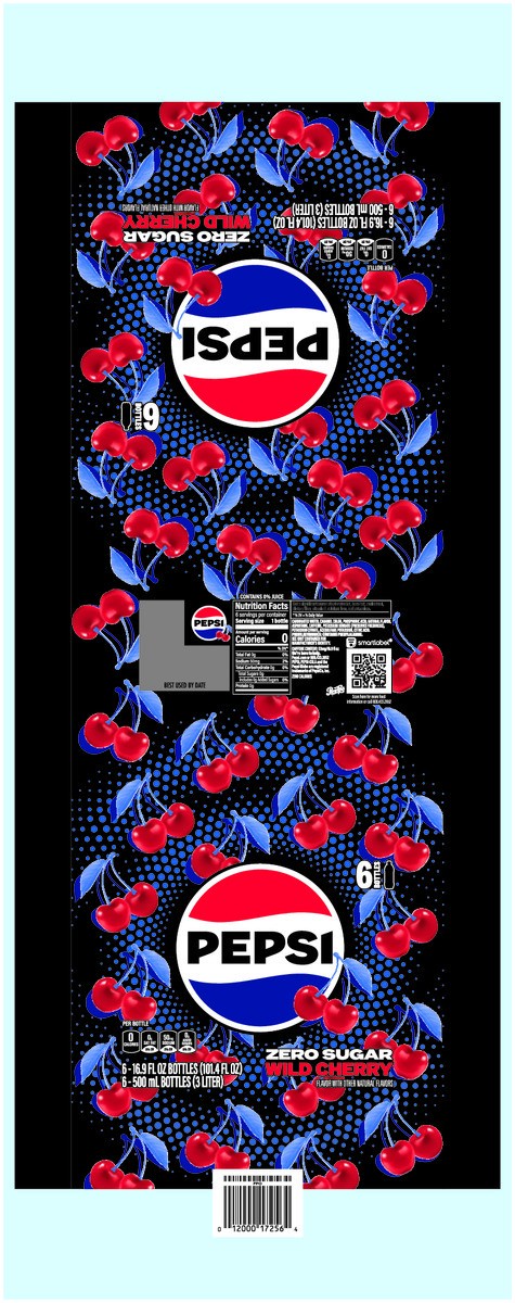 slide 7 of 8, Pepsi Wild Cherry Zero Sugar 6 Pack, 6 ct; 1/2 liter