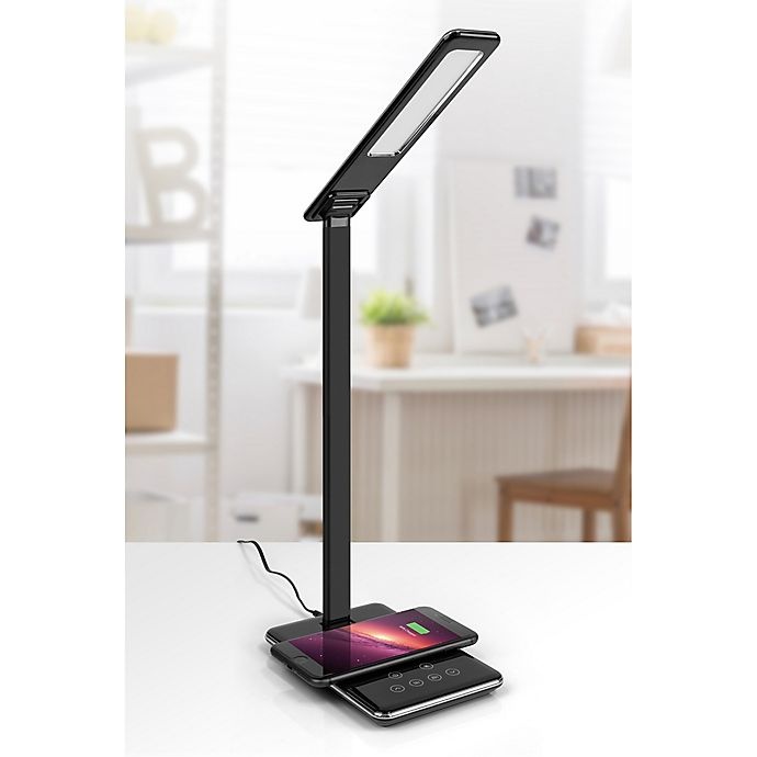 slide 2 of 10, Aluratek Wireless Charging LED Desk Lamp - Black, 1 ct