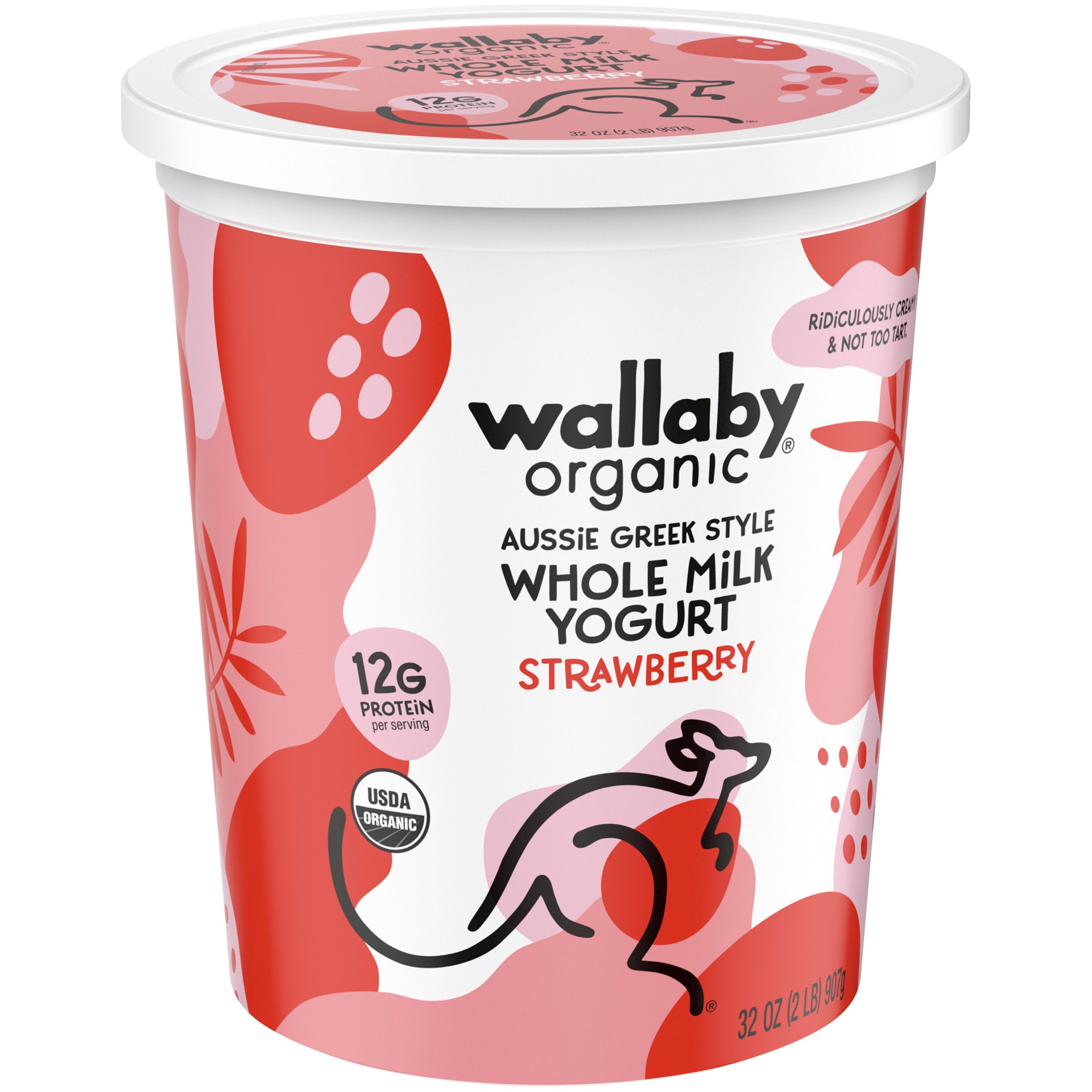 slide 4 of 5, Wallaby Organic Aussie Greek Whole Milk Yogurt, Strawberry, USDA Organic, 32 oz., 32 oz