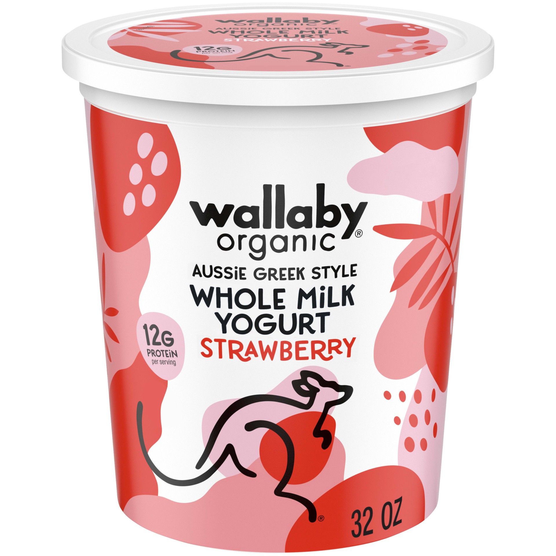 slide 1 of 5, Wallaby Organic Aussie Greek Whole Milk Yogurt, Strawberry, USDA Organic, 32 oz., 32 oz