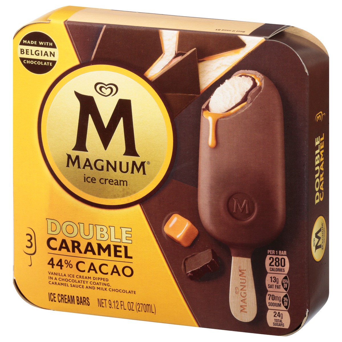 slide 6 of 9, Magnum Ice Cream Bars Double Caramel, 9.13 oz, 3 Count , 3 ct; 9.13 oz