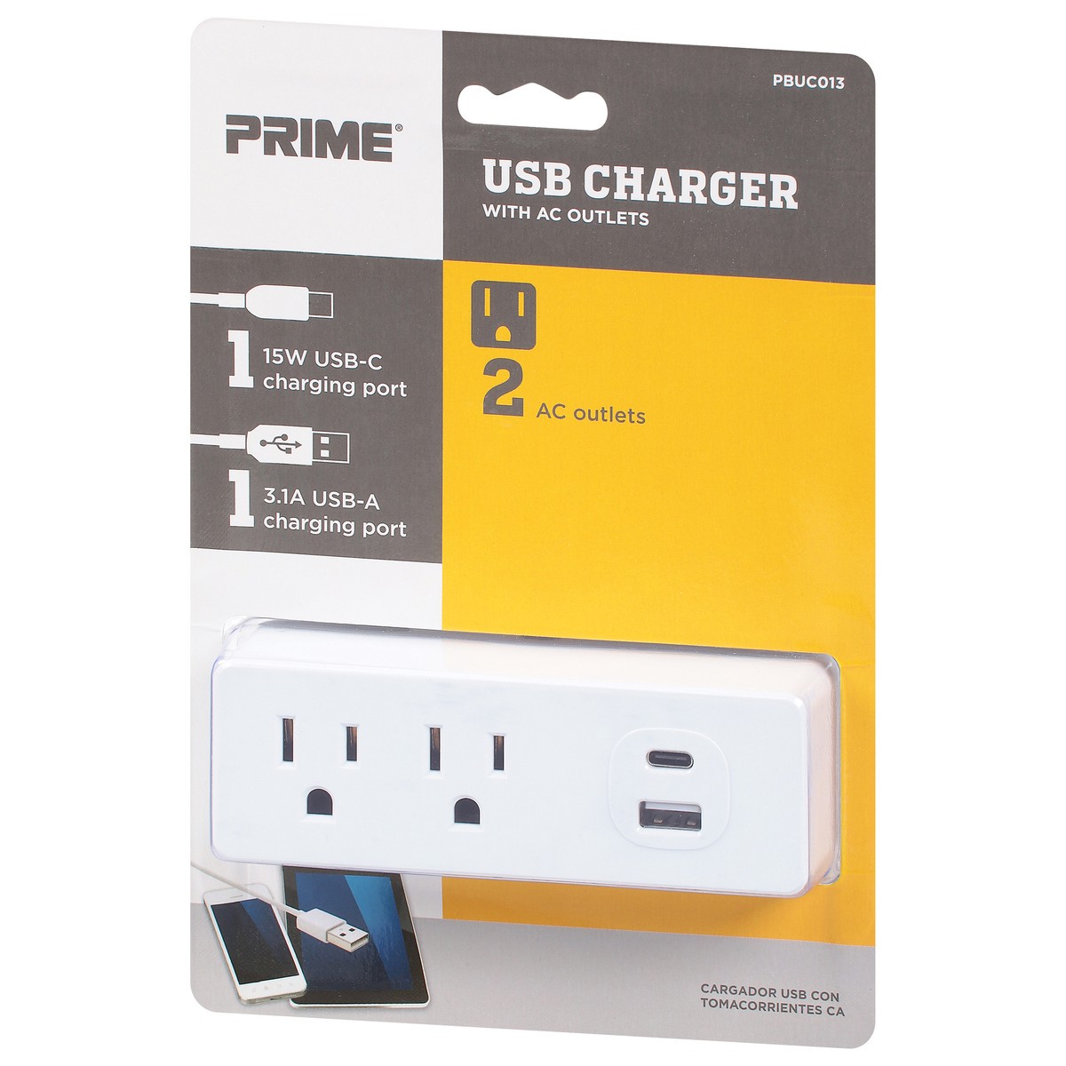 slide 6 of 9, Prime 2outlet 1usb 1usbc - EA, 1 ct