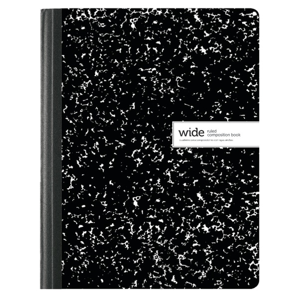 slide 1 of 1, Office Depot Brand Composition Book, 7-1/2'' X 9-3/4'', Wide Ruled, 200 Pages (100 Sheets), Black/White, 100 ct