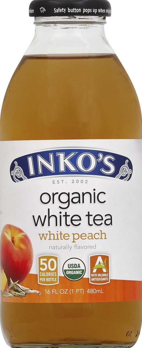 slide 6 of 6, Inko's White Tea, Organic, White Peach, 16 oz