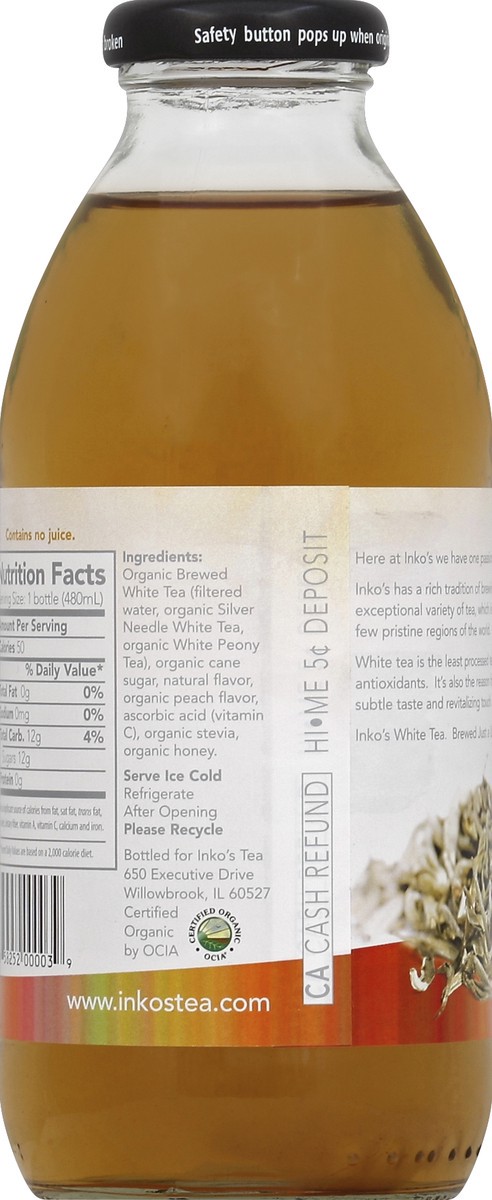 slide 5 of 6, Inko's White Tea, Organic, White Peach, 16 oz