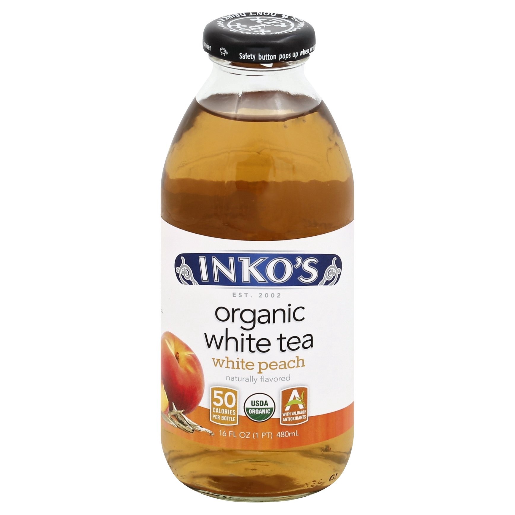 slide 1 of 6, Inko's White Tea, Organic, White Peach, 16 oz