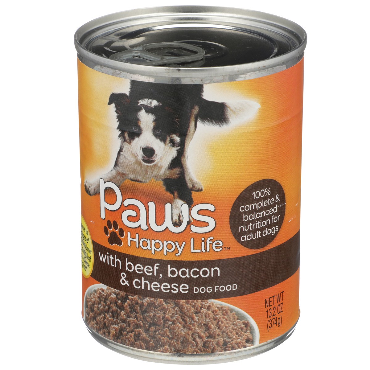 slide 3 of 8, Paws Happy Life with Beef Bacon & Cheese Dog Food, 13.2 oz