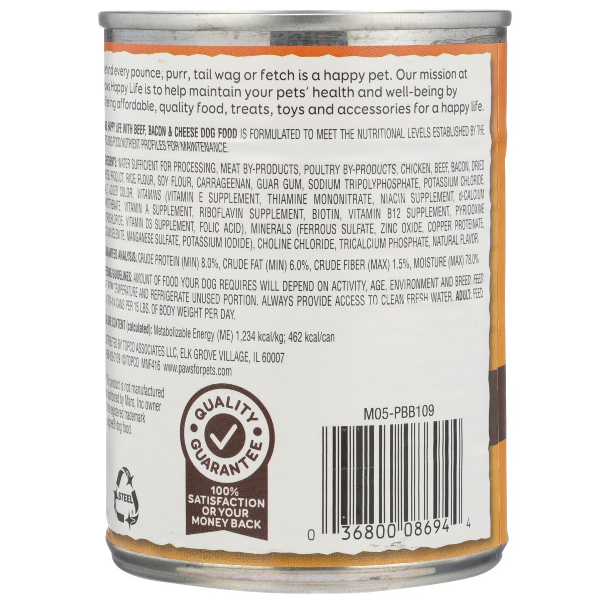 slide 6 of 8, Paws Happy Life with Beef Bacon & Cheese Dog Food, 13.2 oz