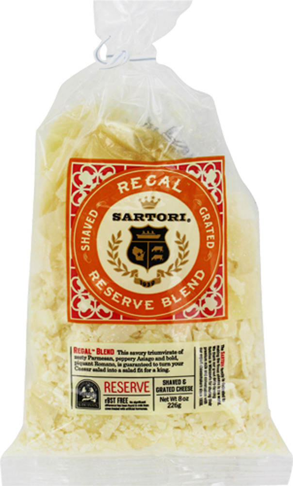 slide 1 of 1, Sartori Regal Reserve Blend Grated Shaved Cheese Bag, 8 oz