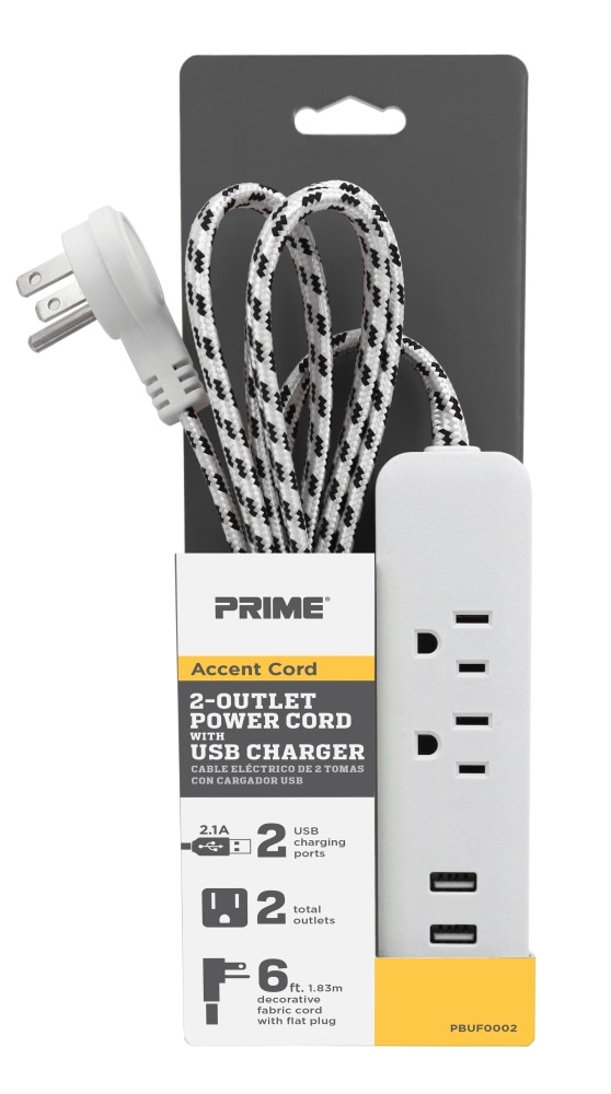 slide 1 of 1, Prime Usb Charger And Power Strip - Black, 6 ft