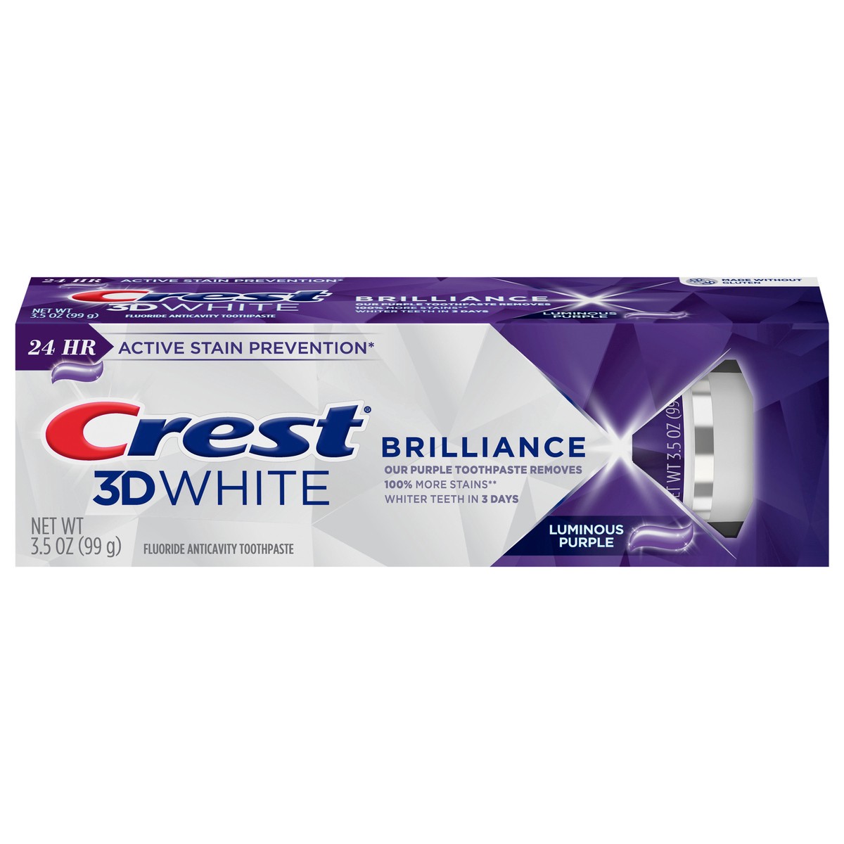 slide 1 of 1, Crest 3D White Brilliance Teeth Whitening Purple Toothpaste, Luminous Mint, 3.5 oz, 3.5 oz