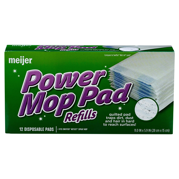slide 1 of 1, Meijer Power Mop Pad Refills, 12 ct