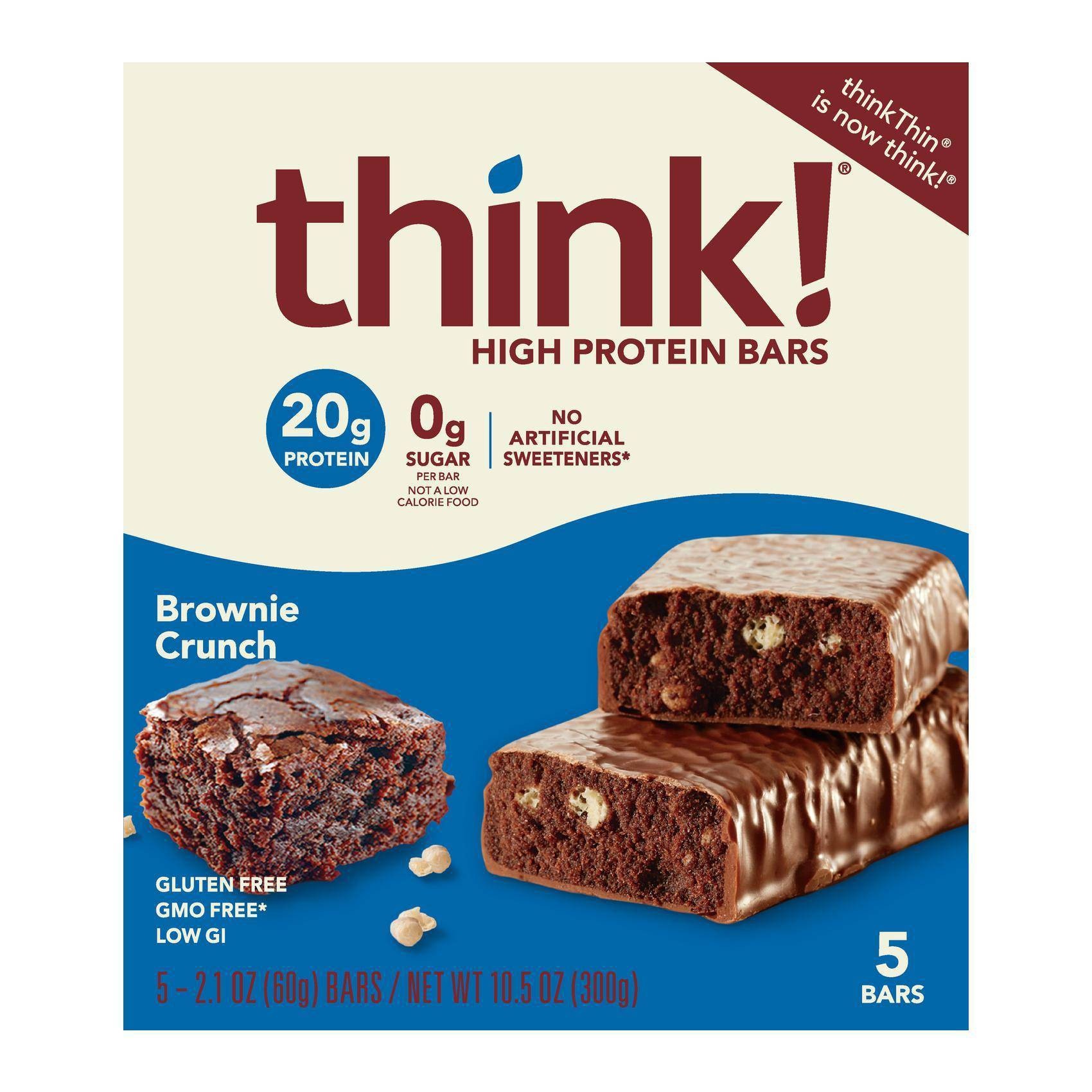 slide 1 of 2, thinkThin High Protein Brownie Crunch Bars, 10.5 oz