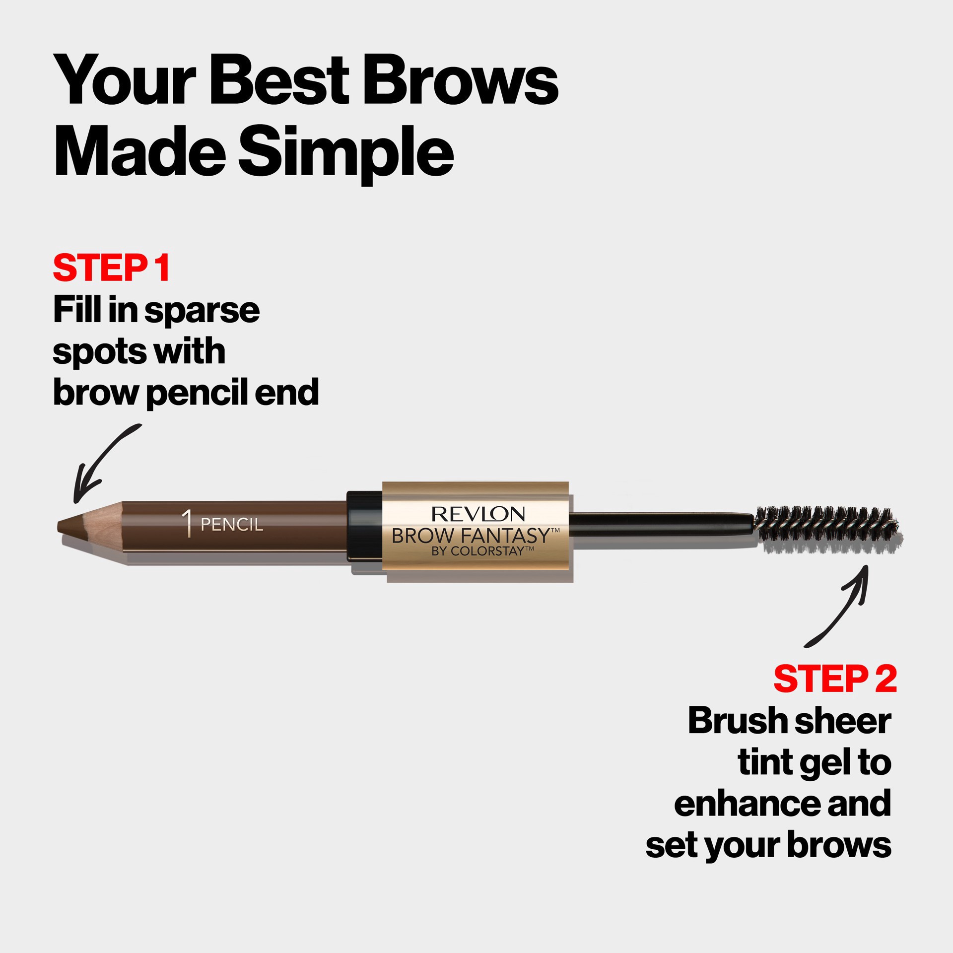 slide 4 of 5, Revlon ColorStay Brow Fantasy Brow Pencil and Gel - Brunette - 0.04oz, 1 ct