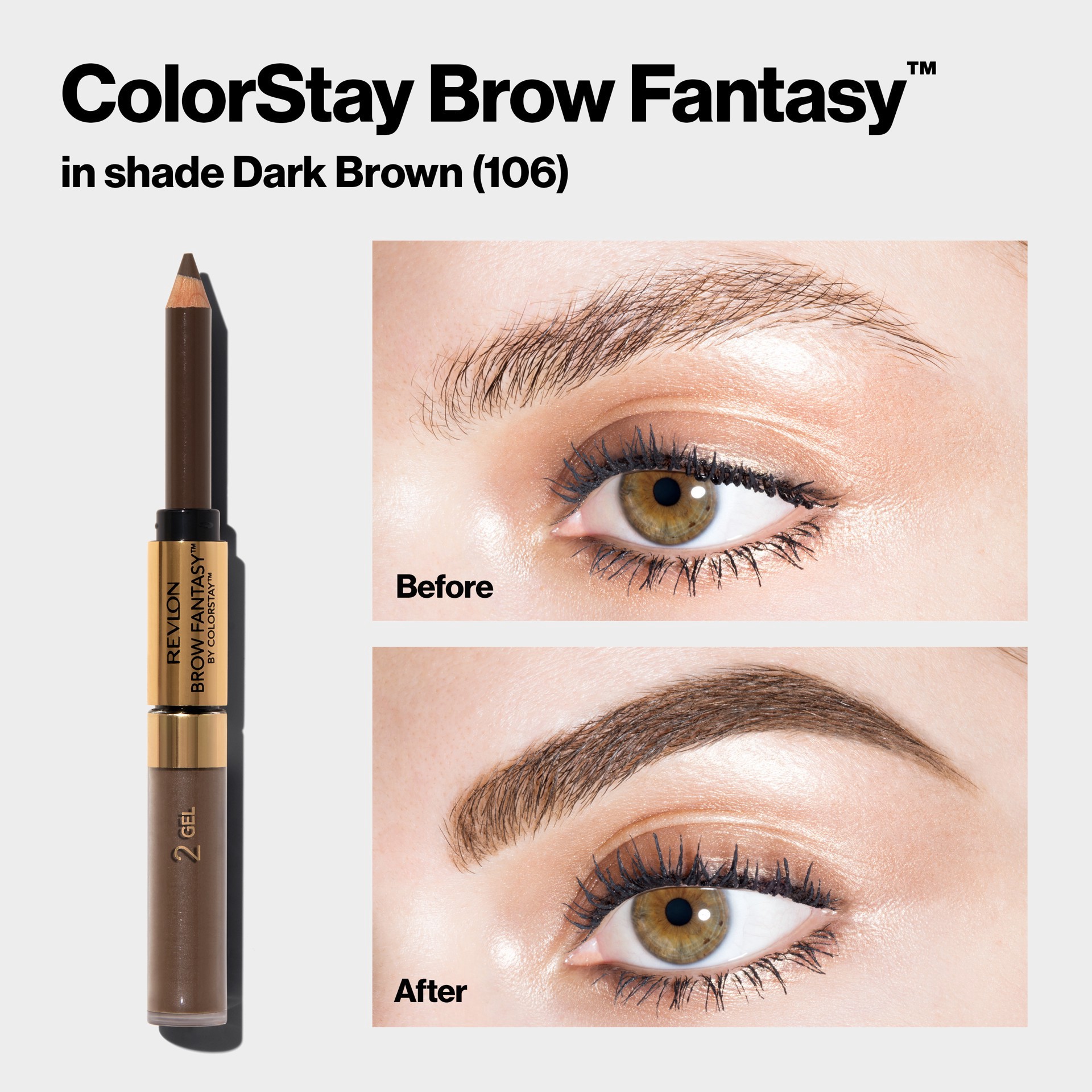 slide 3 of 5, Revlon ColorStay Brow Fantasy Brow Pencil and Gel - Brunette - 0.04oz, 1 ct