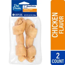 Pet Pride 7 Inch Beefhide Bone Chews Chicken Flavored Adult Dog Treats, 2 ct / 6.63 oz