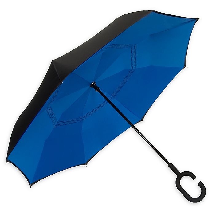 slide 1 of 2, ShedRain UnbelievaBrella Reverse Stick Umbrella - Blue, 1 ct