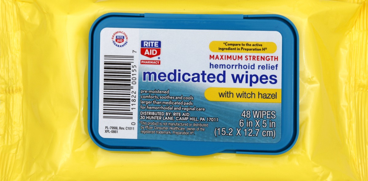 slide 4 of 5, Rite Aid Pharmacy Medicated Wipes for Hemorrhoid Relief with Witch Hazel, 48 ct