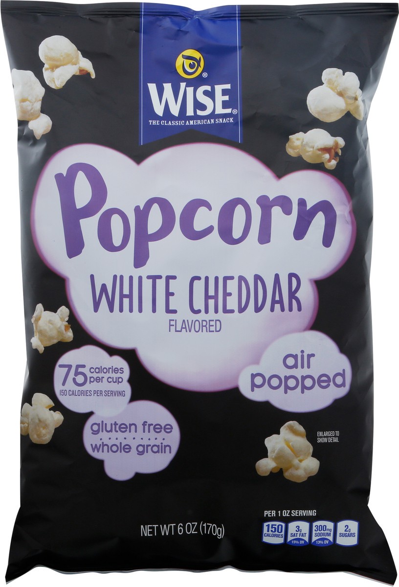 slide 1 of 9, Wise Air Popped White Cheddar Flavored Popcorn 6 oz, 6 oz