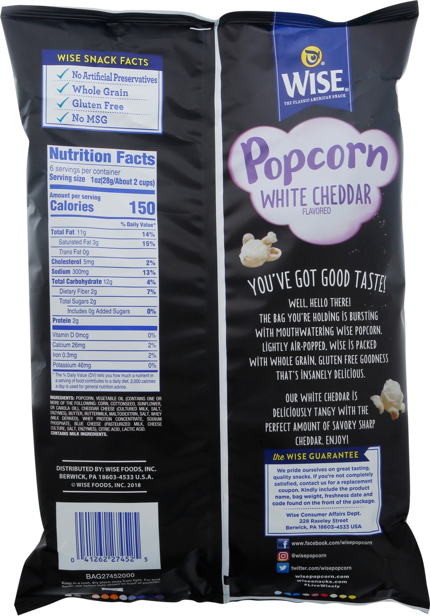 slide 2 of 9, Wise Air Popped White Cheddar Flavored Popcorn 6 oz, 6 oz
