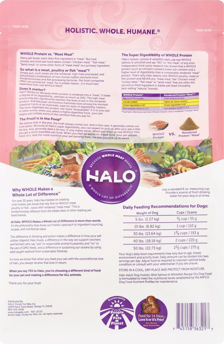 slide 3 of 10, Halo Adult Dog Holistic Wild Salmon & Whitefish Recipe Dog Food 4.5 lb, 4.5 lb