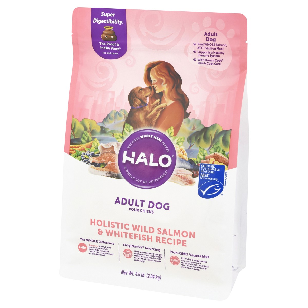 slide 7 of 10, Halo Adult Dog Holistic Wild Salmon & Whitefish Recipe Dog Food 4.5 lb, 4.5 lb