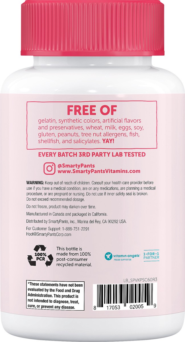 slide 2 of 5, SmartyPants Gummies Strawberry Creme Kids Prebiotic And Probiotic 60 ea, 60 ct