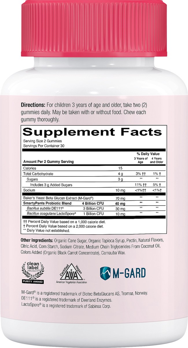 slide 5 of 5, SmartyPants Gummies Strawberry Creme Kids Prebiotic And Probiotic 60 ea, 60 ct