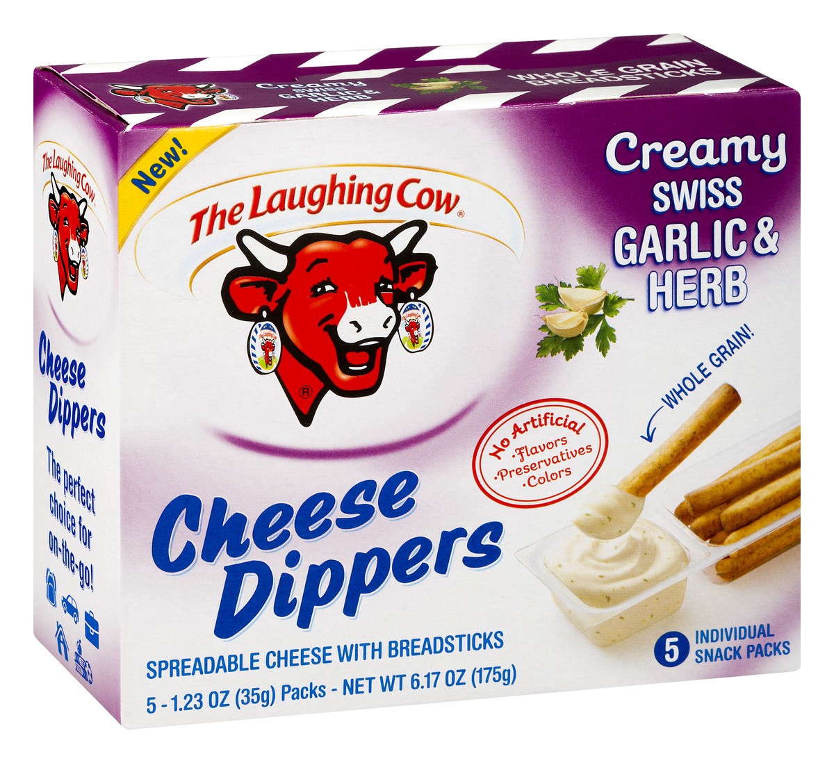 slide 9 of 12, The Laughing Cow Cheesy Ranch Style Dippable Cheese & Whole Grain Breadsticks, 5 ct; 1.23 oz