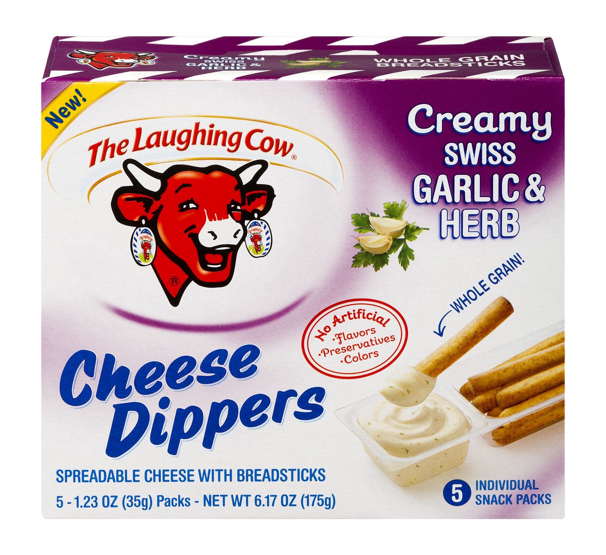 slide 1 of 12, The Laughing Cow Cheesy Ranch Style Dippable Cheese & Whole Grain Breadsticks, 5 ct; 1.23 oz