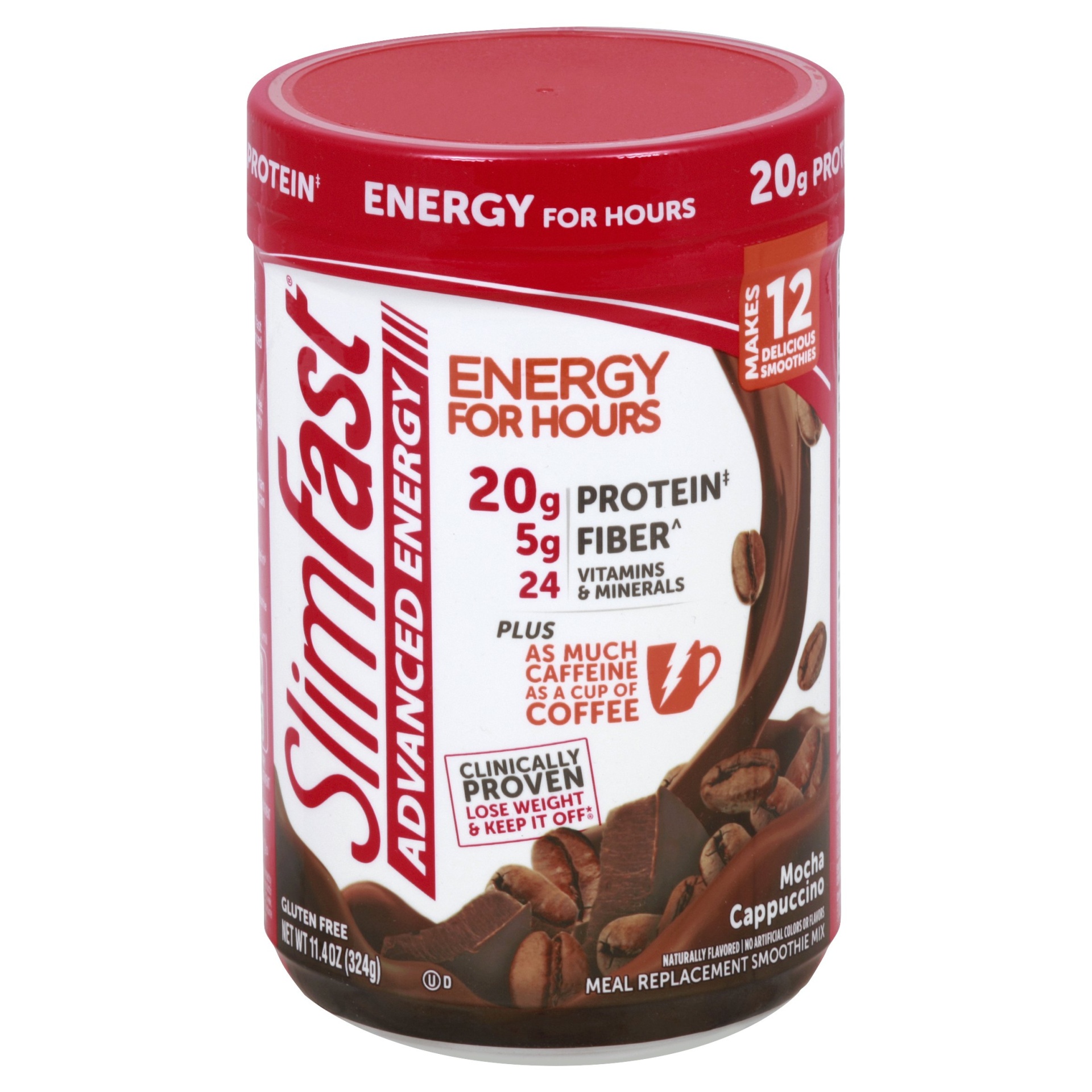 slide 1 of 6, SlimFast Advanced Energy Meal Replacement Smoothie Mix Mocha Cappuccino, 11.01 oz