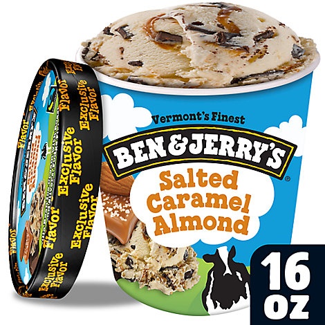slide 1 of 1, Ben & Jerrys Ice Cream Salted Caramel Almond, 1 pint
