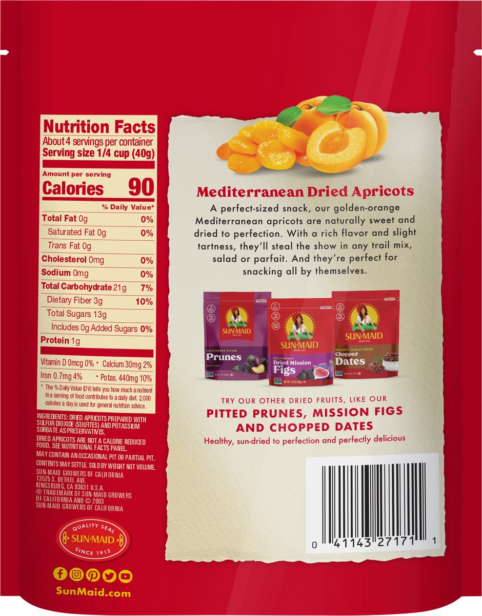 slide 3 of 3, Sun-Maid Mediterranean Pitted Dried Apricot 6oz Fresh-Lock Zipper Resealable Stand-Up Bag, 6 oz