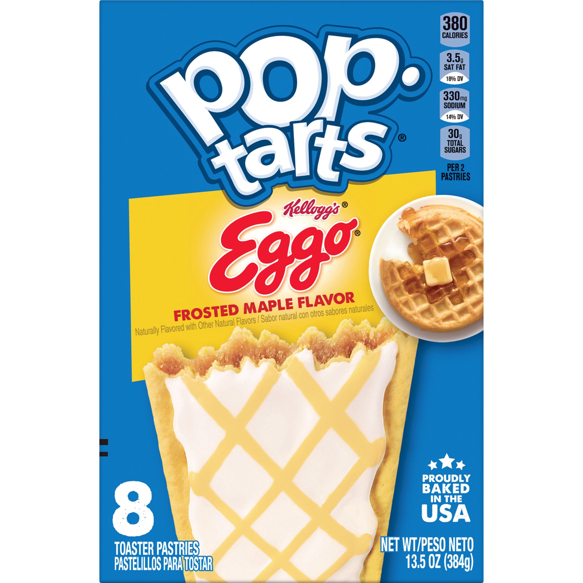 slide 2 of 5, Pop-Tarts Eggo Toaster Pastries, Breakfast Foods, Kids Snacks, Frosted Maple Flavor, 13.5oz Box, 8 Pop-Tarts, 13.5 oz