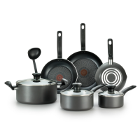 slide 11 of 29, T-fal Initiatives Nonstick Inside and Out Cookware Set - Charcoal, 10 pc