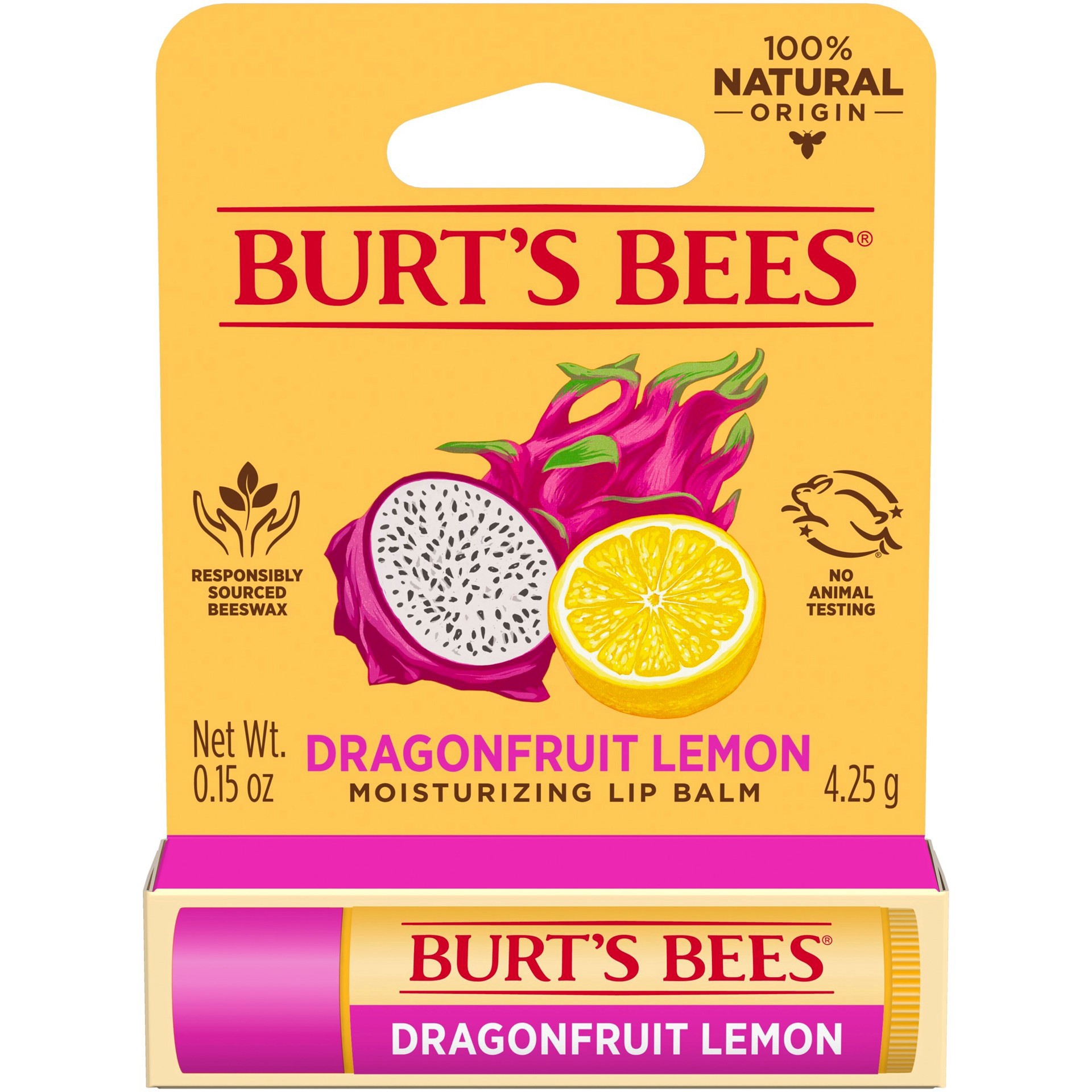 slide 13 of 15, Burt's Bees Moisturizing Dragonfruit Lemon Lip Balm, 0.15 oz