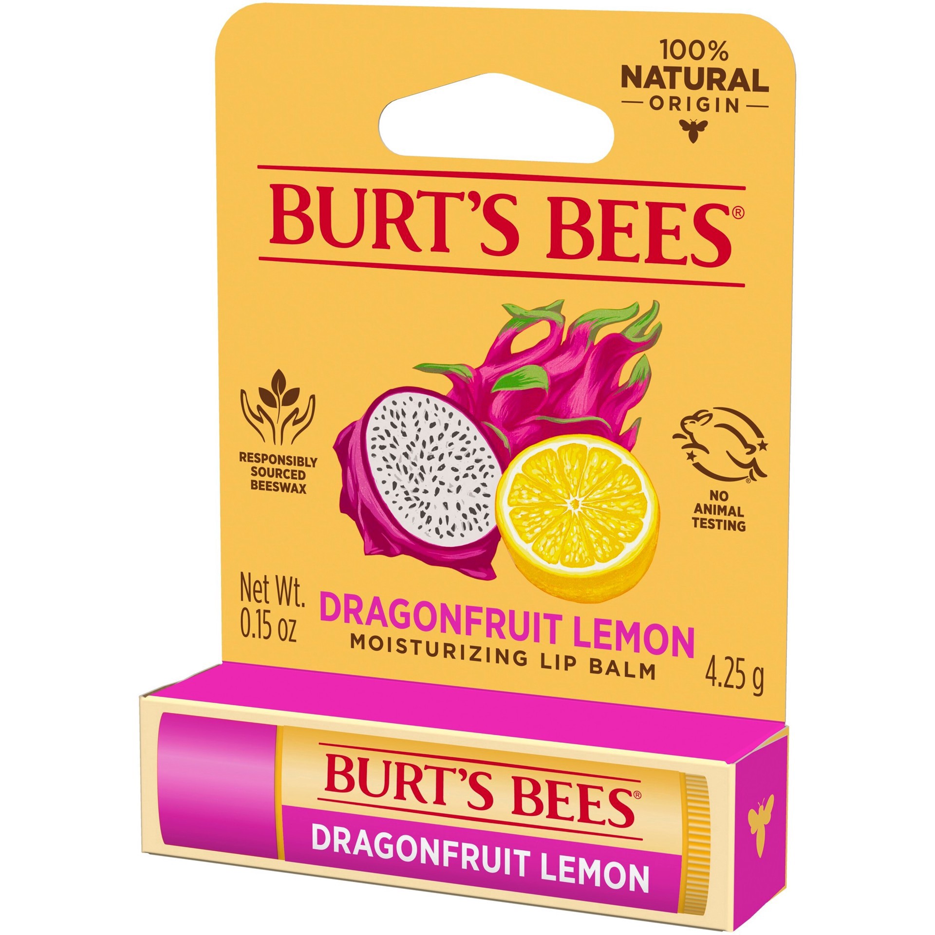 slide 6 of 15, Burt's Bees Moisturizing Dragonfruit Lemon Lip Balm, 0.15 oz